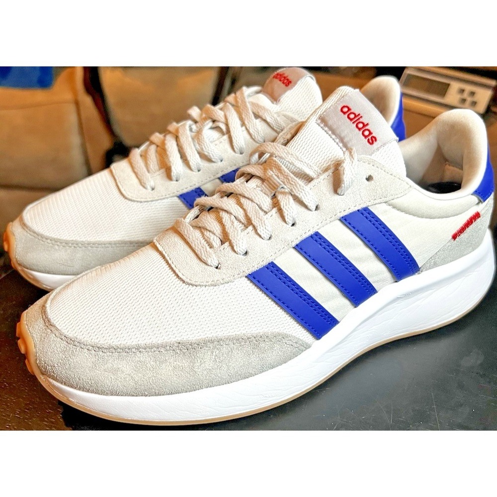 Adidas Run 70S - Grey/Lucid Blue Retro Style Running Shoe Men's Size 7.5